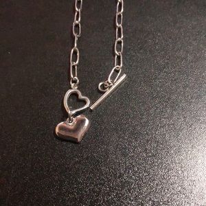 1pc 23.6in/60cm Stainless Steel Heart Love Shape Pendant Necklace